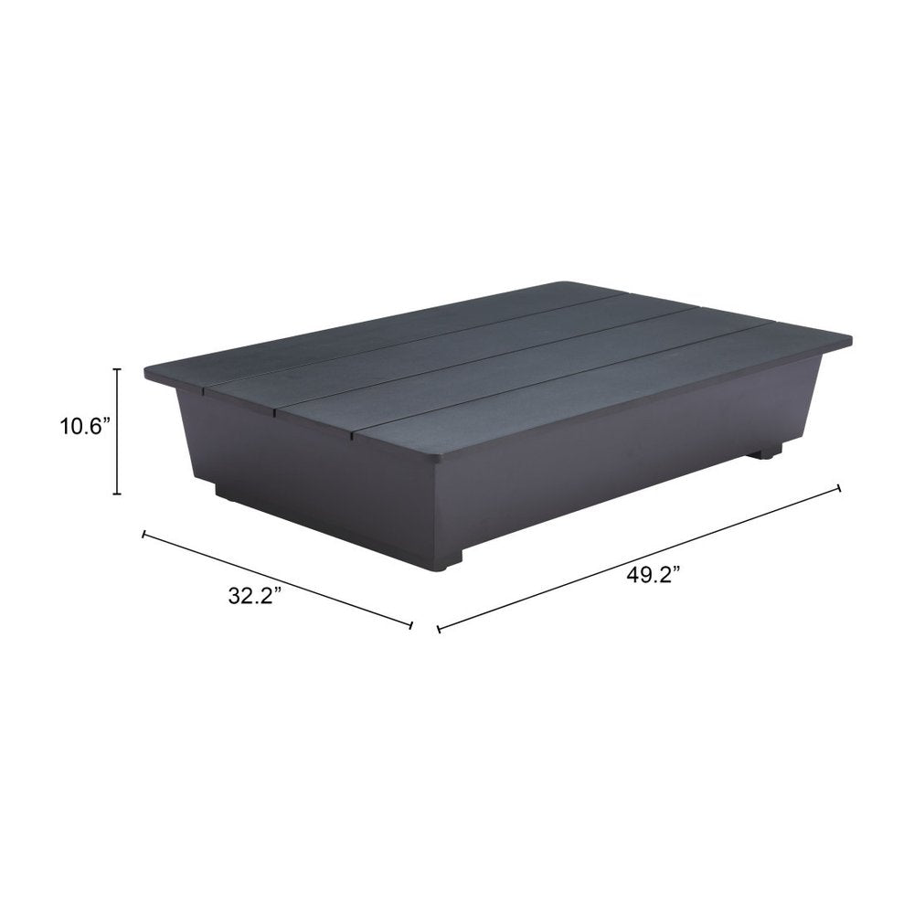 50" Black Aluminum Outdoor Coffee Table  Warm Home View