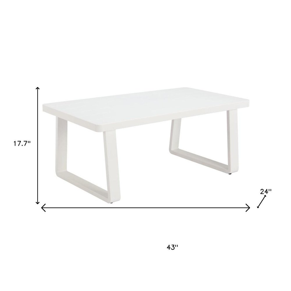 43" White Aluminum Outdoor Coffee Table  Warm Home View