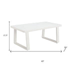 43" White Aluminum Outdoor Coffee Table  Warm Home View