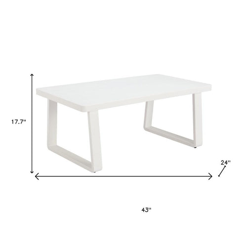 43" White Aluminum Outdoor Coffee Table  Warm Home View