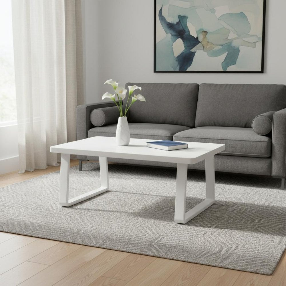 43" White Aluminum Outdoor Coffee Table  Warm Home View