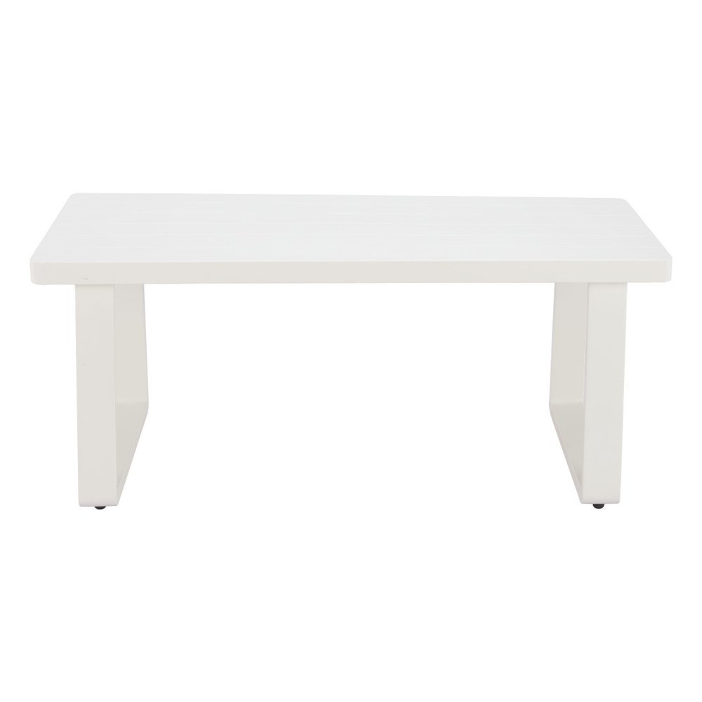 43" White Aluminum Outdoor Coffee Table  Warm Home View