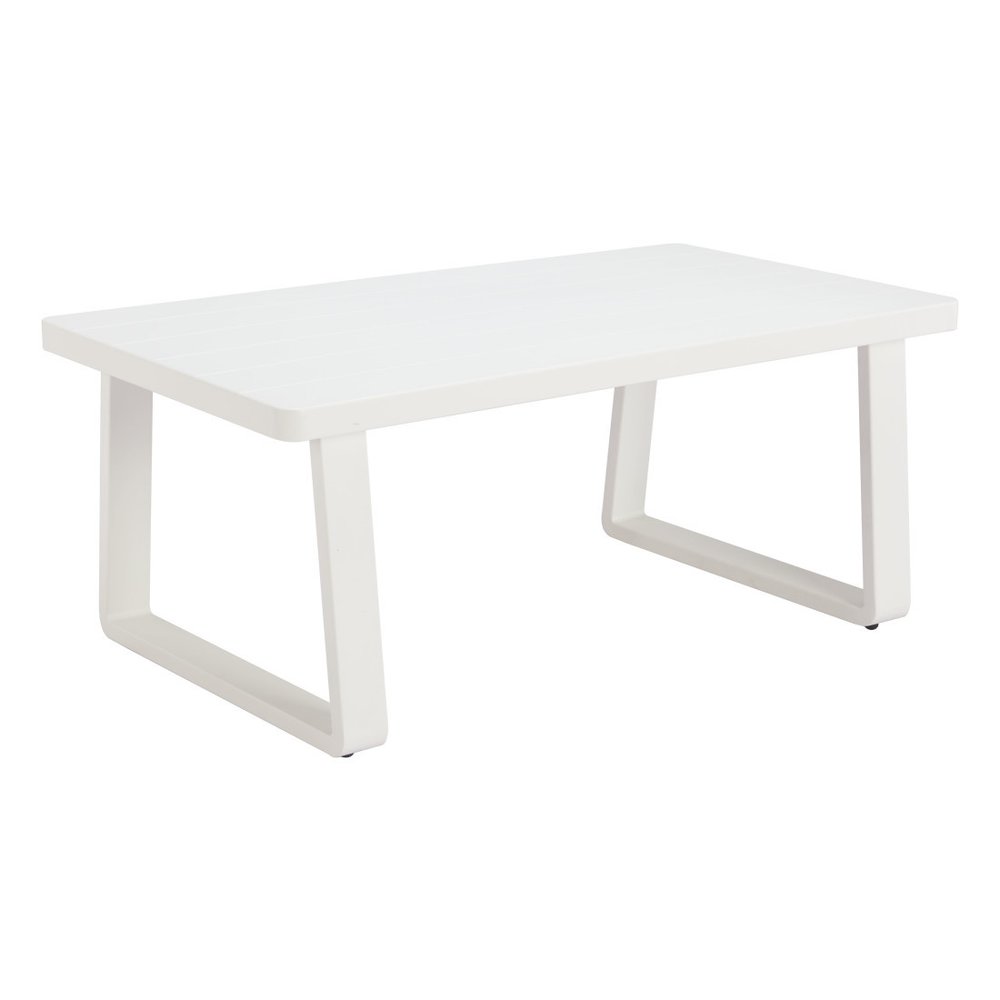 43" White Aluminum Outdoor Coffee Table  Warm Home View