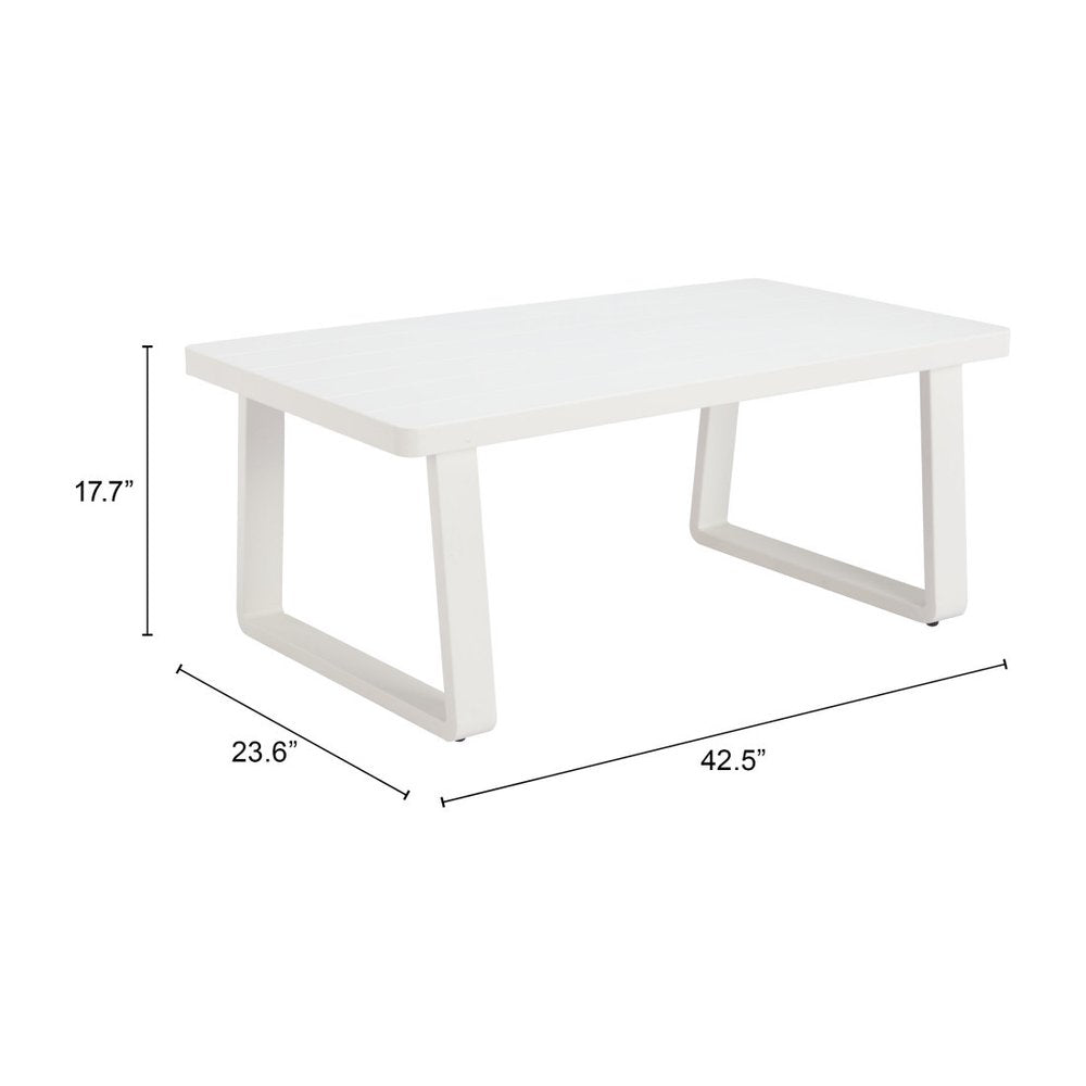 43" White Aluminum Outdoor Coffee Table  Warm Home View