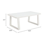 43" White Aluminum Outdoor Coffee Table  Warm Home View