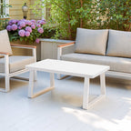 43" White Aluminum Outdoor Coffee Table  Warm Home View