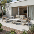 43" White Aluminum Outdoor Coffee Table  Warm Home View