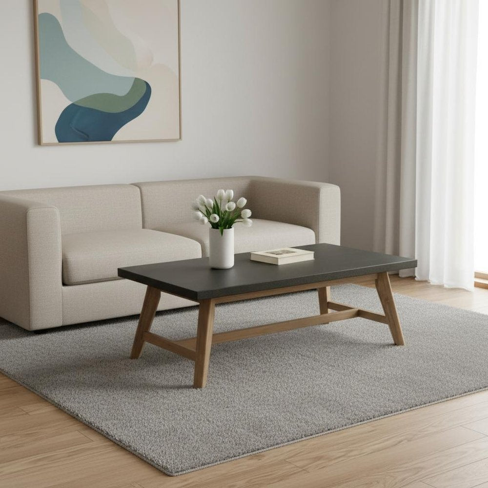48" Dark Gray Concrete Outdoor Coffee Table  Warm Home View
