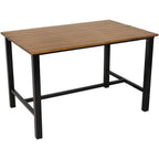 47" Brown Solid Wood Outdoor Dining Table with Steel Frame  Warm Home View
