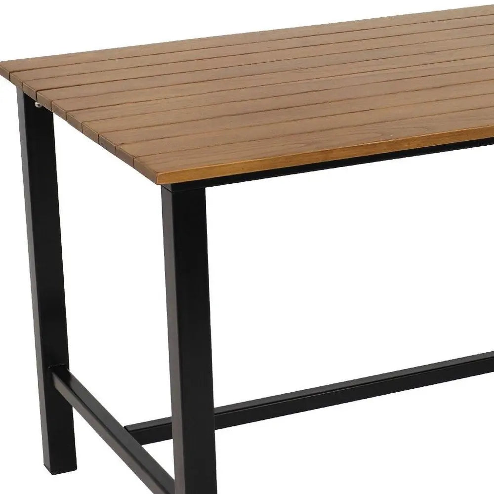 47" Brown Solid Wood Outdoor Dining Table with Steel Frame  Warm Home View