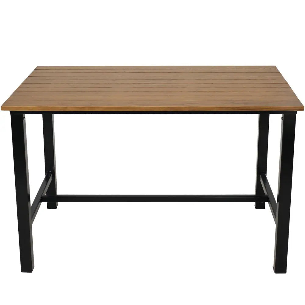 47" Brown Solid Wood Outdoor Dining Table with Steel Frame  Warm Home View