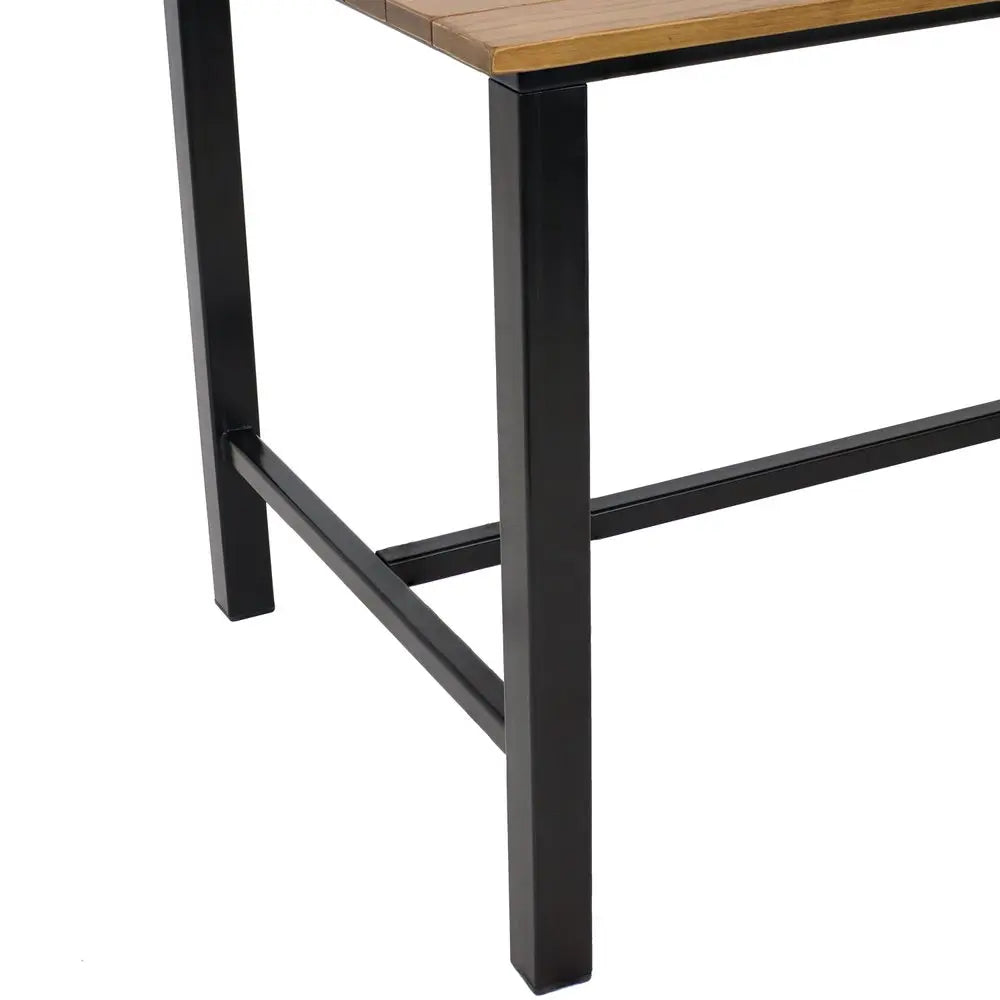 47" Brown Solid Wood Outdoor Dining Table with Steel Frame  Warm Home View