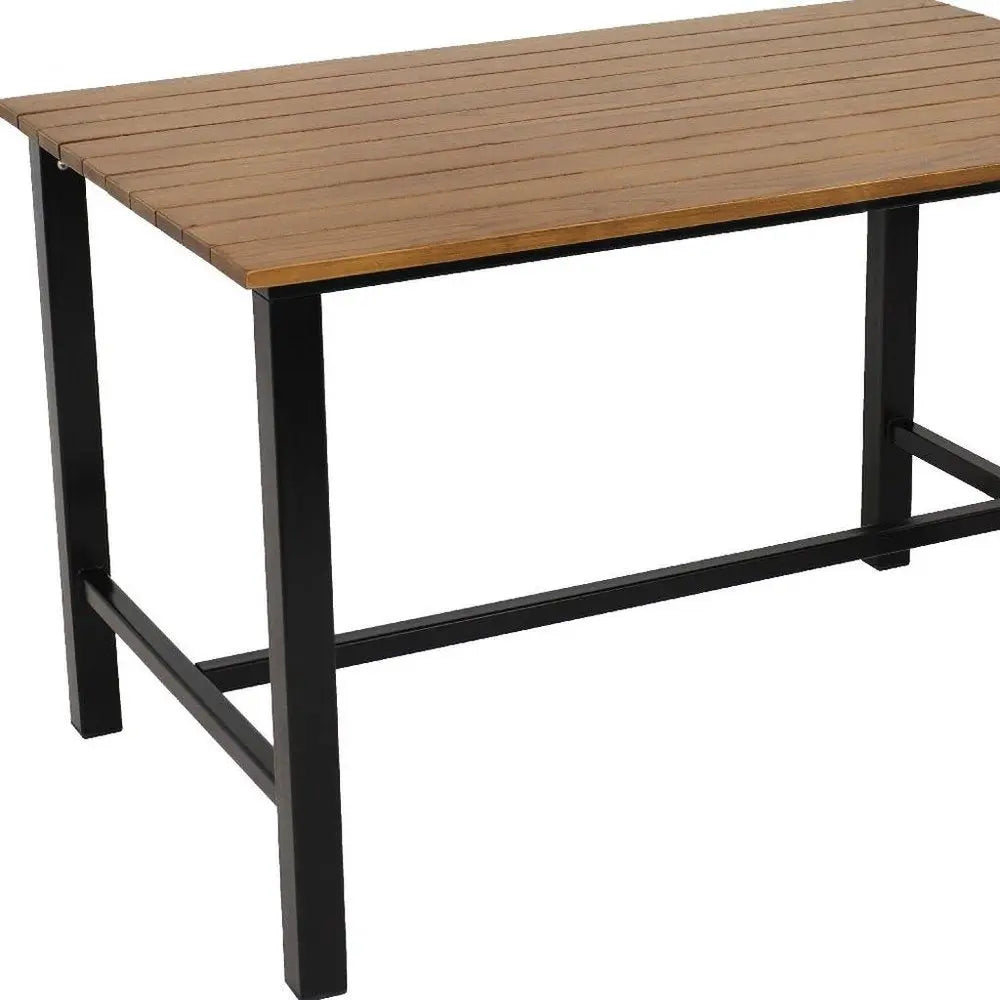 47" Brown Solid Wood Outdoor Dining Table with Steel Frame  Warm Home View