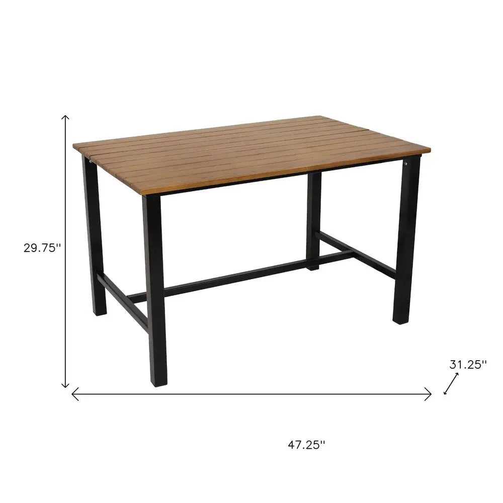 47" Brown Solid Wood Outdoor Dining Table with Steel Frame  Warm Home View