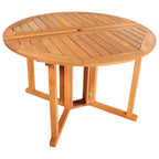 47" Brown Rounded Solid Wood Folding Outdoor Dining Table with Umbrella Hole  Warm Home View