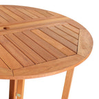 47" Brown Rounded Solid Wood Folding Outdoor Dining Table with Umbrella Hole  Warm Home View