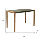 56" Gray And Natural Faux Concrete And Solid Wood Outdoor Bar Table  Warm Home View