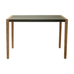 56" Gray And Natural Faux Concrete And Solid Wood Outdoor Bar Table  Warm Home View