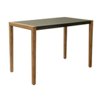 56" Gray And Natural Faux Concrete And Solid Wood Outdoor Bar Table  Warm Home View