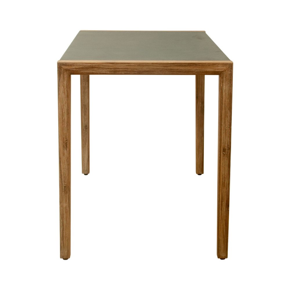 56" Gray And Natural Faux Concrete And Solid Wood Outdoor Bar Table  Warm Home View