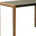 56" Gray And Natural Faux Concrete And Solid Wood Outdoor Bar Table  Warm Home View