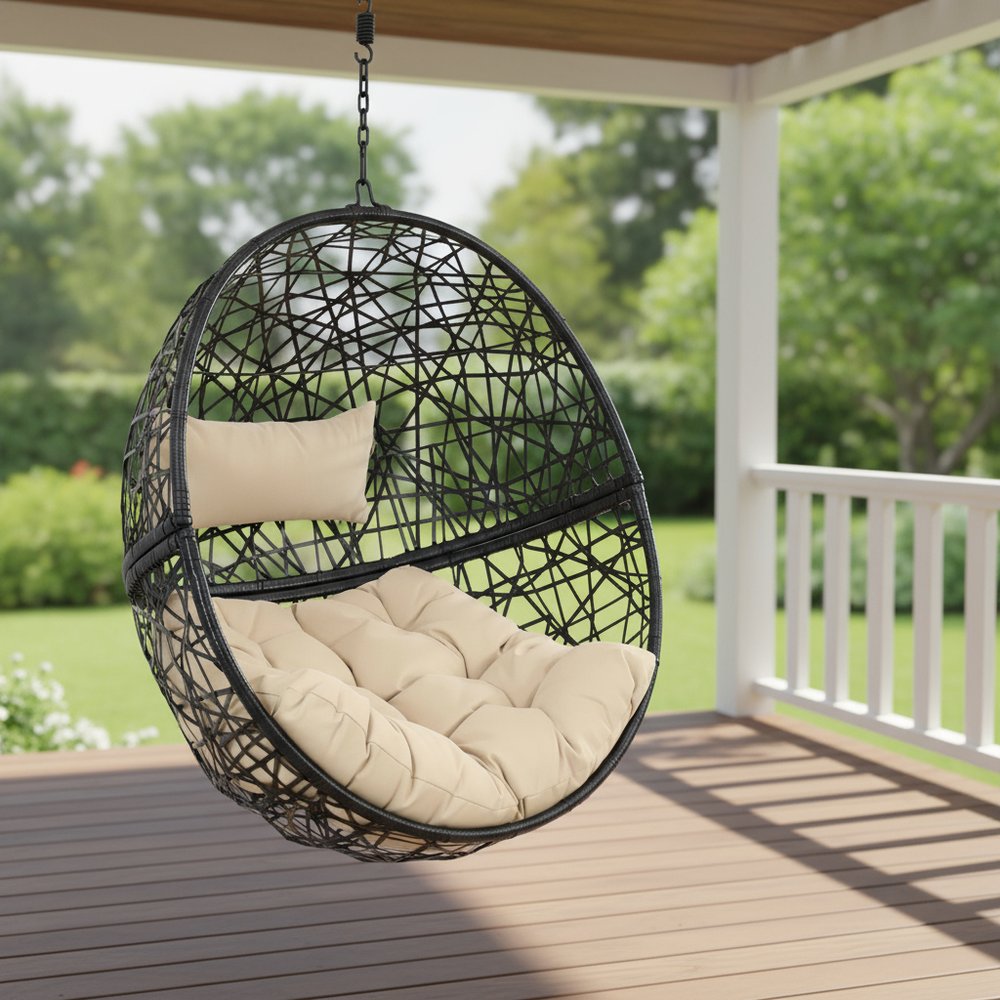 38" Yellow Steel Outdoor Egg Chair  Warm Home View