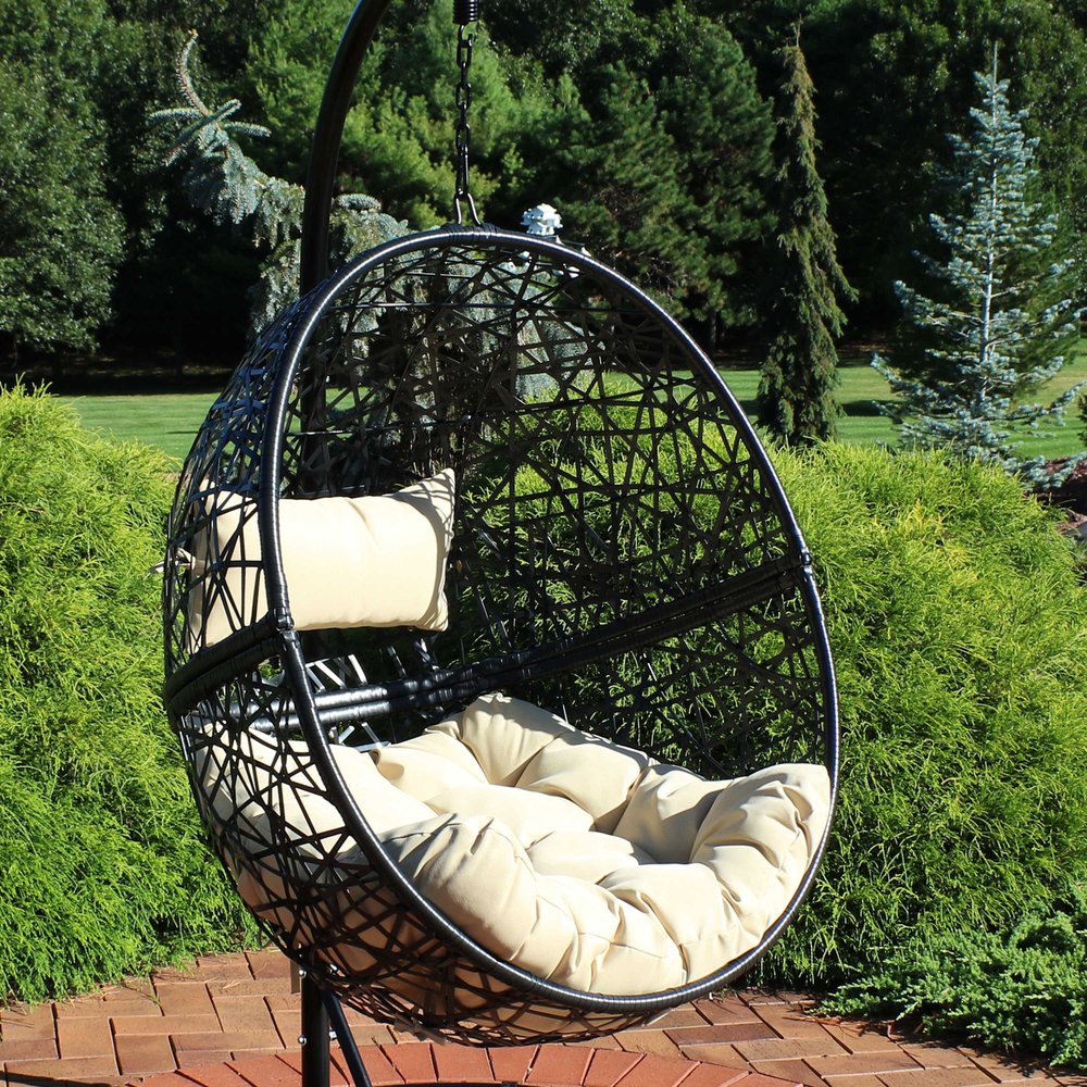 38" Yellow Steel Outdoor Egg Chair  Warm Home View
