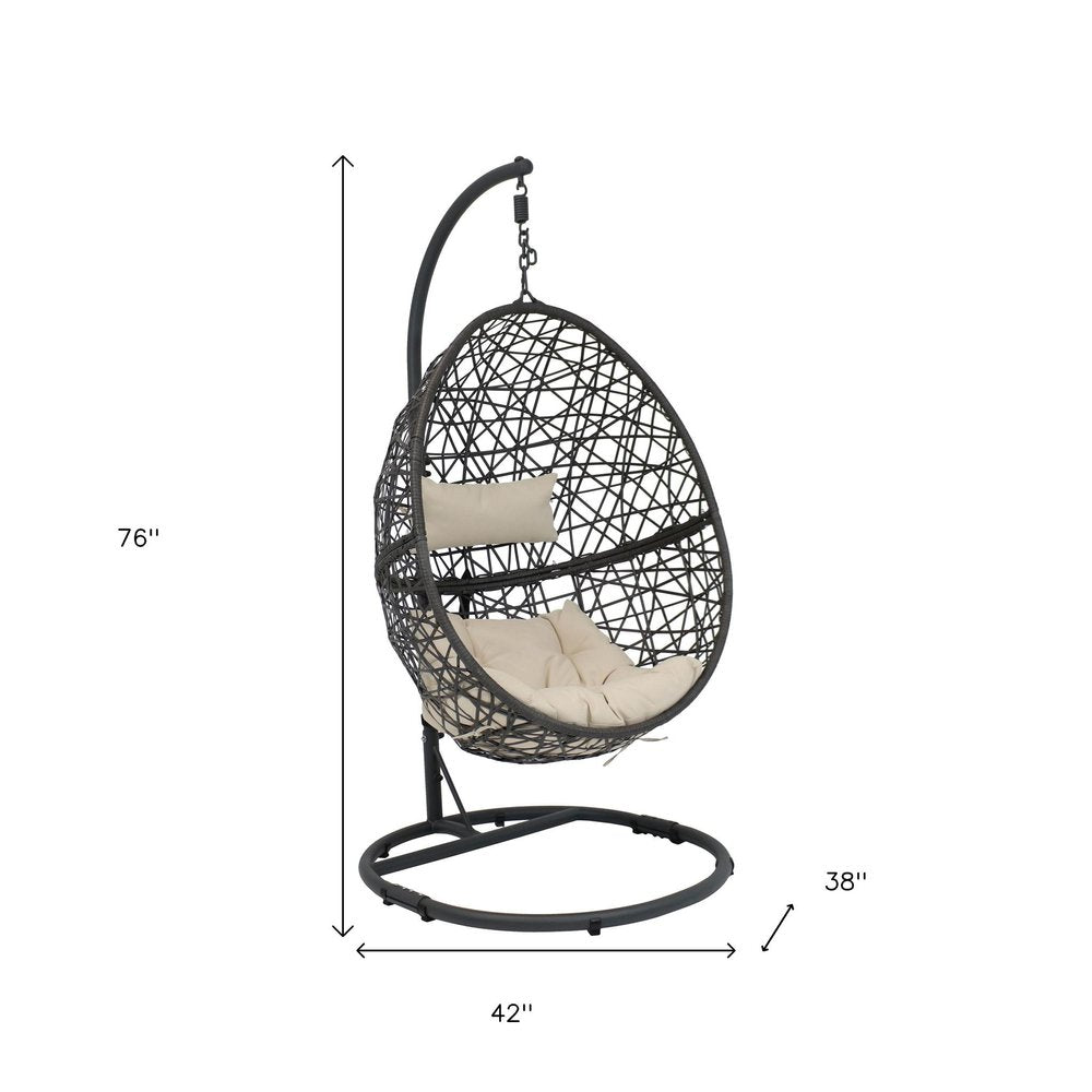 42" Beige Steel Outdoor Egg Chair  Warm Home View