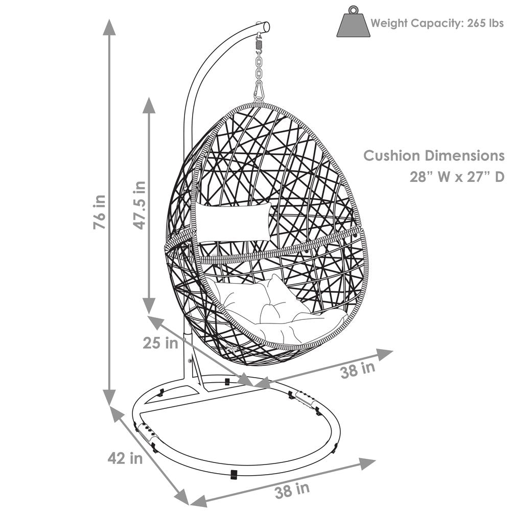 42" Beige Steel Outdoor Egg Chair  Warm Home View
