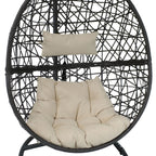 42" Beige Steel Outdoor Egg Chair  Warm Home View