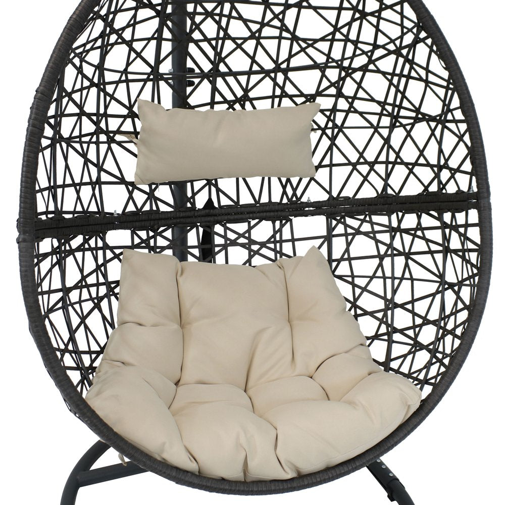 42" Beige Steel Outdoor Egg Chair  Warm Home View