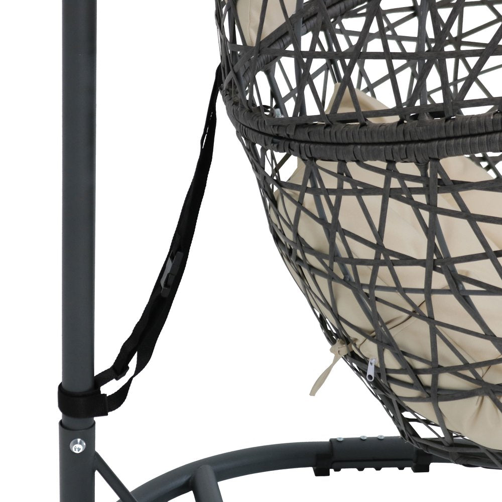 42" Beige Steel Outdoor Egg Chair  Warm Home View