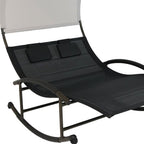 70" Black Steel Sling Outdoor Rocking Chaise Lounge With Canopy  Warm Home View