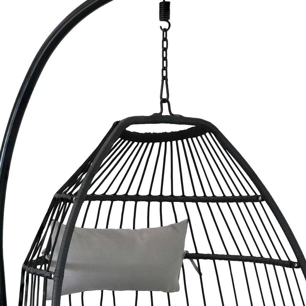 46" Gray Steel Outdoor Egg Chair  Warm Home View