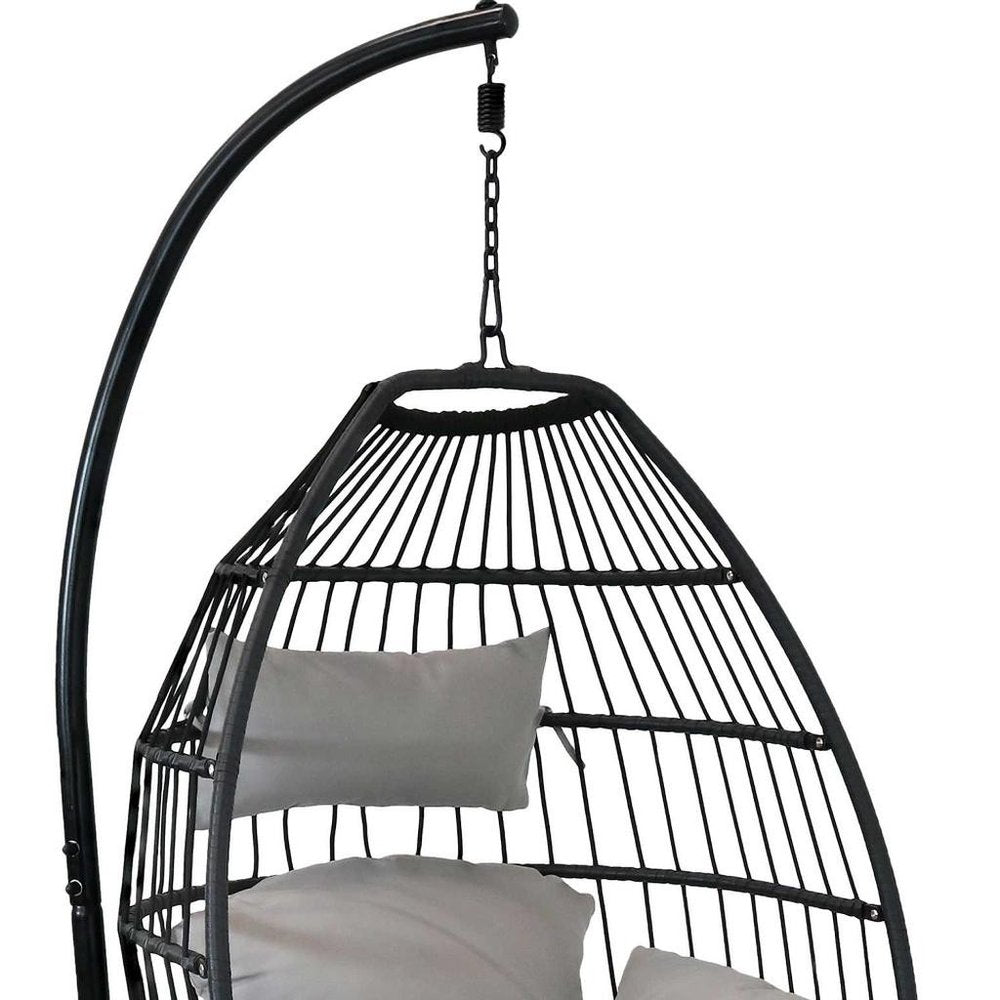 46" Gray Steel Outdoor Egg Chair  Warm Home View