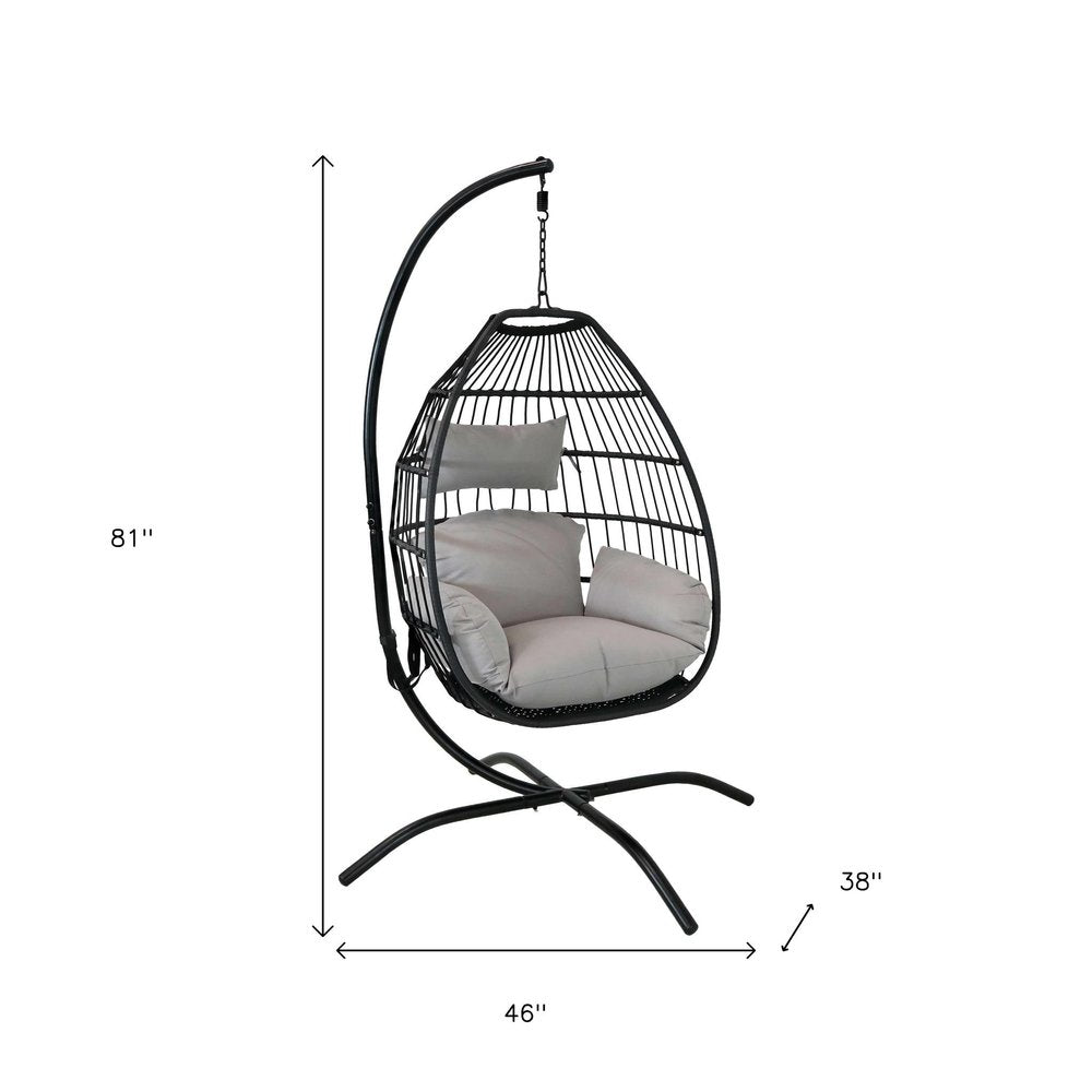 46" Gray Steel Outdoor Egg Chair  Warm Home View