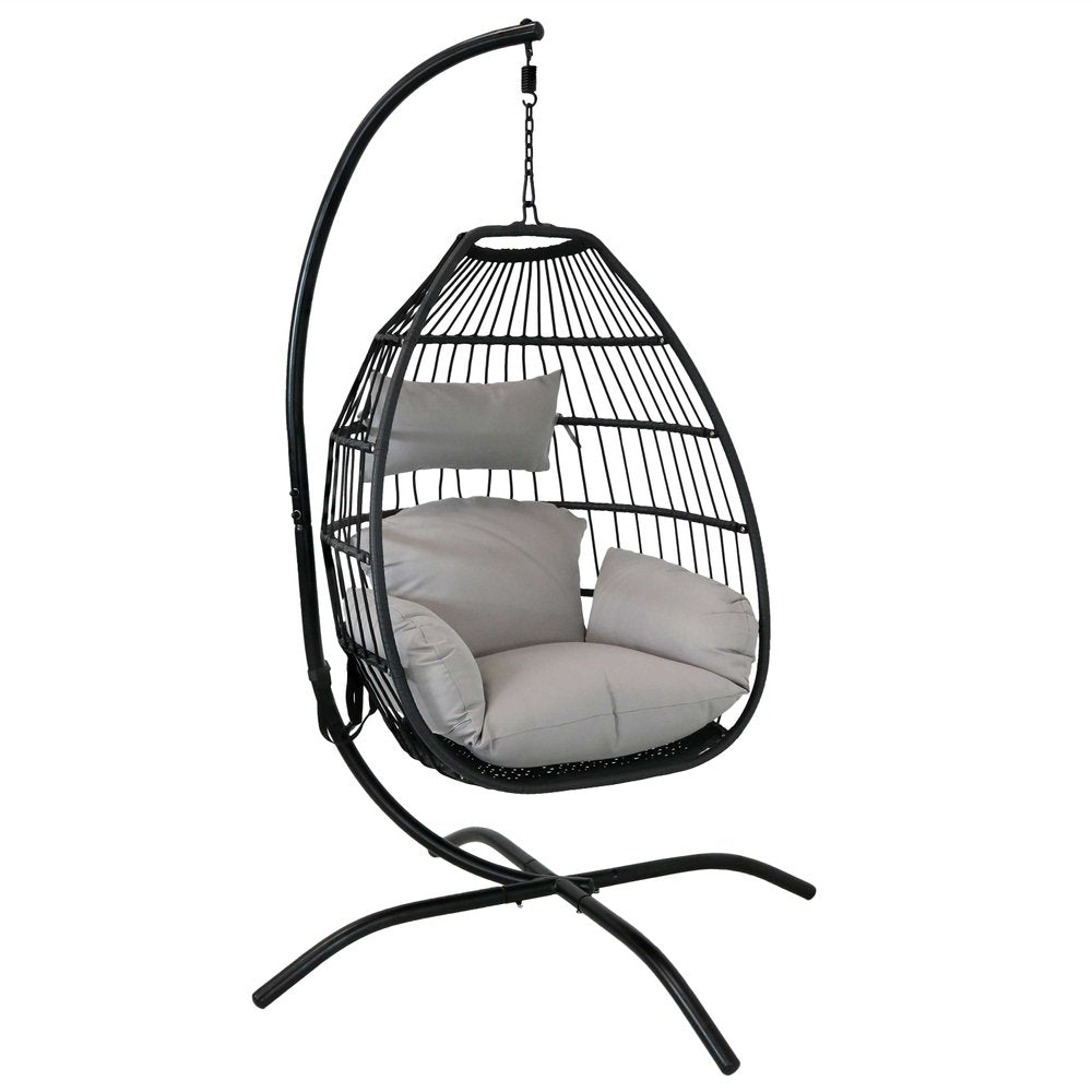 46" Gray Steel Outdoor Egg Chair  Warm Home View