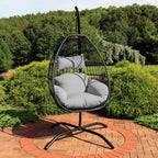 46" Gray Steel Outdoor Egg Chair  Warm Home View