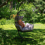 46" Gray Steel Outdoor Egg Chair  Warm Home View