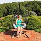 46" Gray Steel Outdoor Egg Chair  Warm Home View