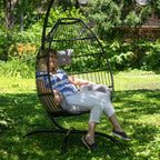 46" Gray Steel Outdoor Egg Chair  Warm Home View