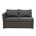 4-Piece Seasonal PE Wicker Patio Furniture Set with Tempered Glass Table - Brown  Warm Home View