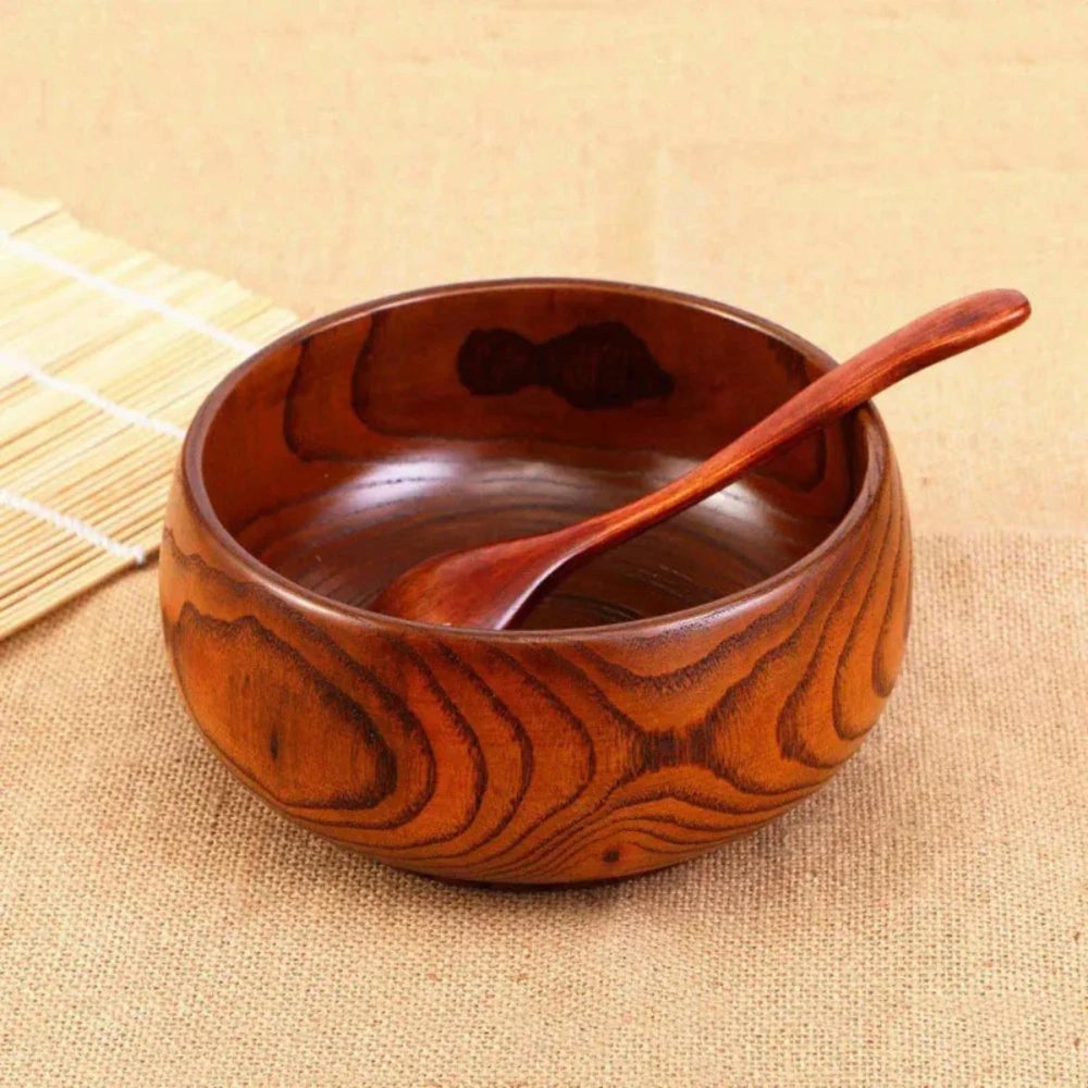 7" Brown Solid Wood Round Serving Bowl  Warm Home View