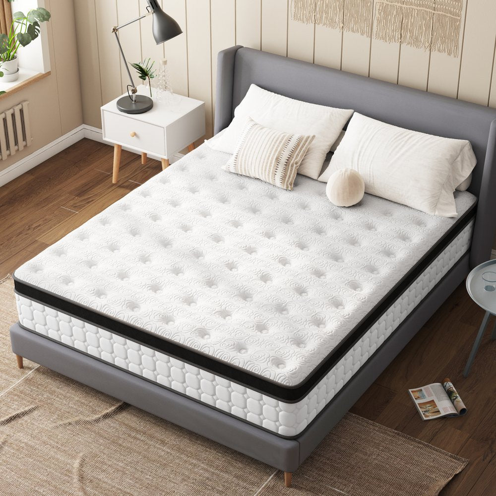 Hybrid Pocket Coil Gel Memory Foam Mattress, White, 1 Piece  Warm Home View