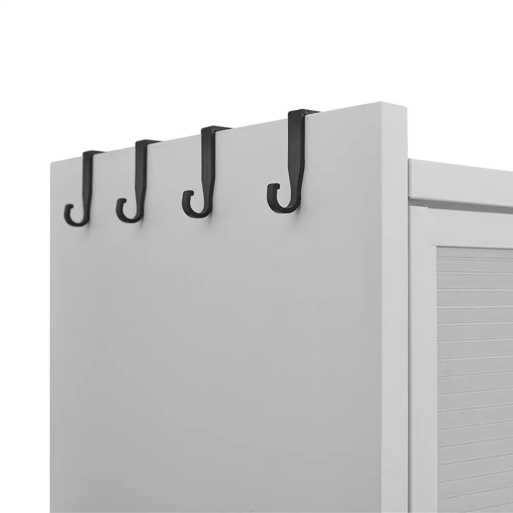 73" White Stainless Steel Textured Door Dining Hutch With Two Doors  Warm Home View