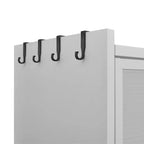 73" White Stainless Steel Textured Door Dining Hutch With Two Doors  Warm Home View