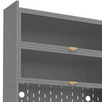 73" Gray Stainless Steel Textured Door Dining Hutch With Two Doors  Warm Home View