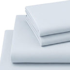 Four Piece Light Blue Cotton Queen Sheet Set  Warm Home View