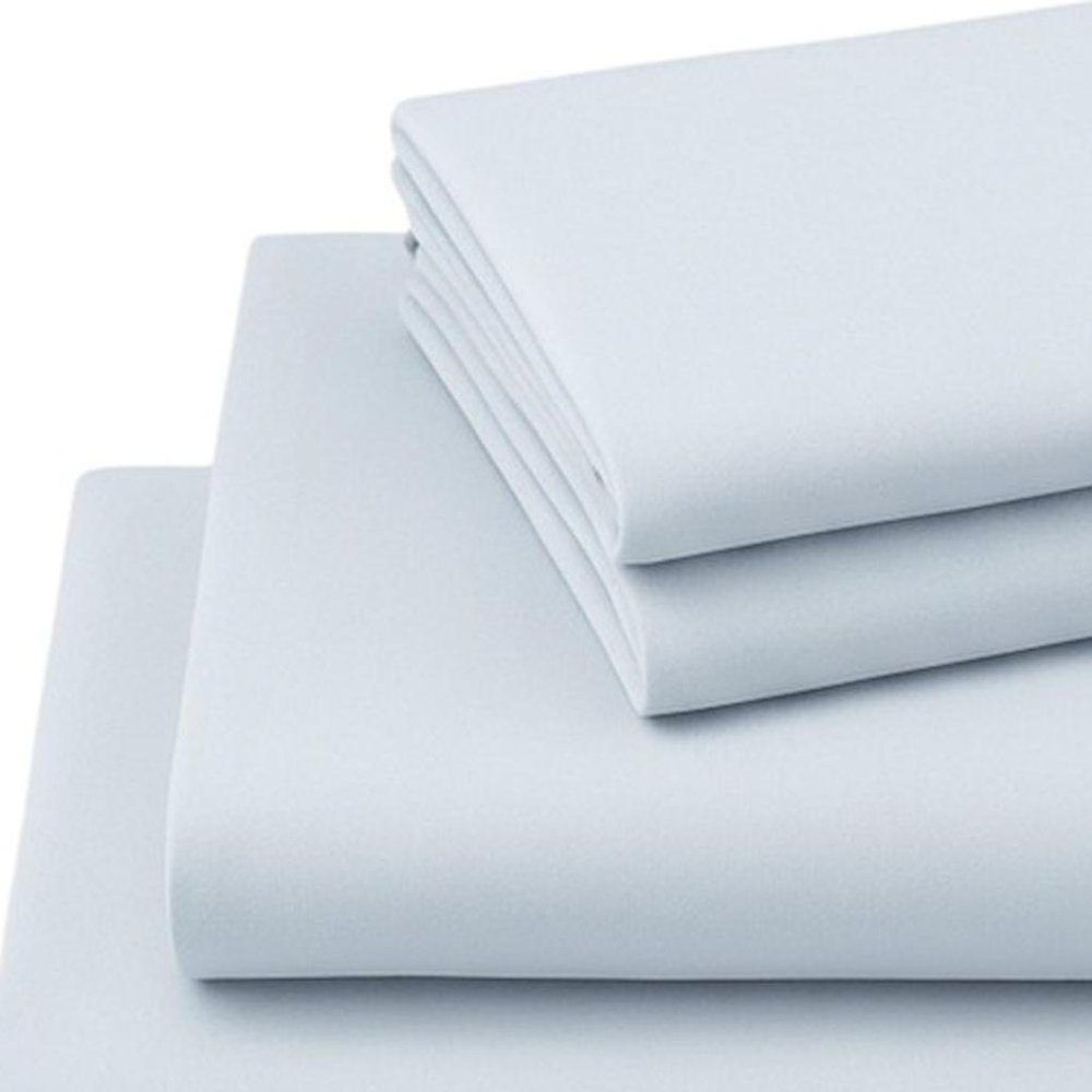 Four Piece Light Blue Cotton Queen Sheet Set  Warm Home View