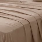 Four Piece Light Brown Cotton Queen Sheet Set  Warm Home View